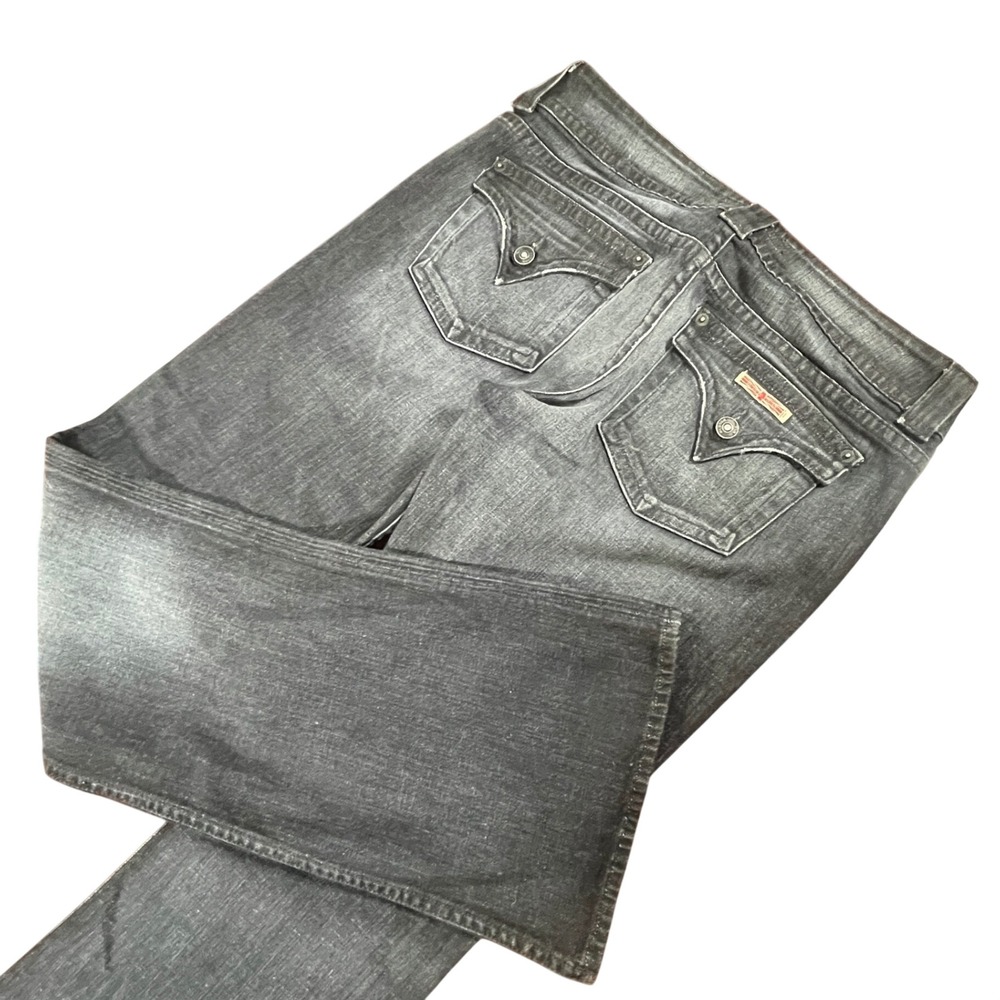 Hudson Jeans Womens 31 Faded Black Bootcut Flap Pocket W170DCL Made USA EUC